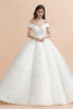 Charming Off-the-Shoulder Appliques Ball Gown Backless Sweep Train