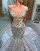 Charming Off The Shoulder Sexy Bridal Gowns Tulle Beading Mermaid Court Train Wedding Dress
