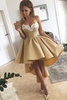 Chic Sweetheart Hi-Lo Homecoming Dress with White Lace Appliques