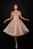 Chic Sweetheart Tea Length Party Dress Strapless Short Prom Dress with Glitter Appliques