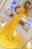 Chic Yellow One-Shoulder Sleeveless Long Prom Dress