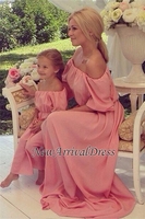 Chiffon Beach Outdoor Elastic-band Short-sleeves Long Off-the-shoulder Evening Dress