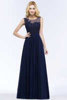 Chiffon Appliques Scoop Sleeveless Floor-Length Bridesmaid Dresses