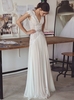 Chiffon Cap Sleeve Crystals Long Glamorous Wedding Dress