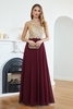 Chiffon Long Evening Dress Sleeveless Gold Appliques Floor Length Bridesmaid Dress V-neck