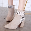 Chunky Heel Daily Rivet Pointed Toe Zipper Elegant Boots