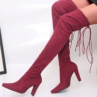Chunky Heel Lace-up Daily Pointed Toe Elegant Boots