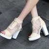 Chunky Heel Lace-up Peep Toe Elegant Boots