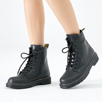 Chunky Heel Lace-up Round Toe Boots