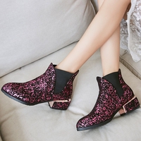 Chunky Heel Suede Zipper Boots