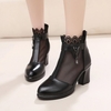 Chunky Heel Zipper Round Toe Elegant PU Boots