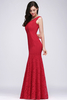 CLARISSA Mermaid Floor-length Lace Red Prom Dress