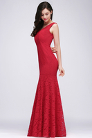 CLARISSA Mermaid Floor-length Lace Red Prom Dress
