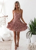 Classic Pink Floral Homecoming Dresses Spaghetti Straps Lace Appliques Cocktail Dresses