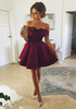 Cute Off-the-shoulder Deep Burgundy Homecoming Dress Short Party Gown