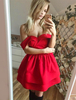 Cute Red Off-the-shoulder Short Homecoming Dress Ruffled Formal Gown