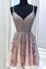 Cute V Neck Sleeveless Beads Sexy Short Homecoming Dresses Chic Spaghetti Straps Lace Cocktail Dress