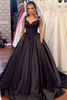 Elegant Black Lace Appliques A-line Evening Gown Sweetheart Ball Gown with Pockets