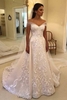 Elegant Cap Sleeves Aline Wedding Dress Floral Lace Appliques Bridal Gown for Women