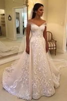 Elegant Cap Sleeves Aline Wedding Dress Floral Lace Appliques Bridal Gown for Women