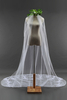 Elegant Cathedral Tulle Scalloped Edge 3*1.8M Wedding Gloves with Appliques
