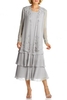 Elegant Chiffon Silver Mother of Bride Dress with Jacket Two Piece