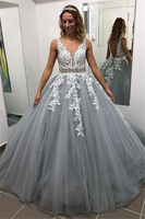 Elegant Crystal Apppliques Simple Ball Gown Prom Dresses A-Line Sleeveless Backless Evening Dresses
