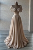 Elegant evening dresses long Off-the-Shoulder Satin Prom dresses with glitter