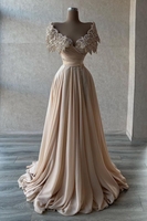 Elegant evening dresses long Off-the-Shoulder Satin Prom dresses with glitter