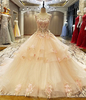 Elegant Floor-length Crew Sleeveless Lace-up Appliques Prom Dress With Ruffles