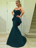 Elegant Green Designer Ruffles Evening Dress Mermaid Long BA7470