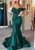Elegant Green Off-the-shoulder Mermaid Evening Dress Long Formal Dress BA6968