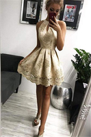 Elegant Halter Appliques Sleeveless Short Home-Coming Dresses