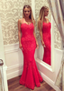 Elegant Halter Red Lace Mermaid Long Prom Dress Online