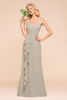 Elegant Halter Ruched Chiffon Bridesmaid Dresses V-neck Floor Lenth Formal Dress