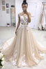 Elegant Jewel Appliques Sleeveless Tulle A-Line Prom Dresses
