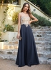 Elegant Jewel Neck Chiffon Bridesmaid Dress Sleeveless Lace Appliques Formal Dress