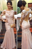 Elegant Lace Appliques Mermaid Long Sleeve Backless Prom Dress
