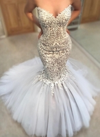 Elegant Lace Appliques Mermaid Wedding Dresses Sexy Sweetheart Neck Tulle Skirt Bridal Gowns