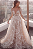 Elegant Lace Appliques Wedding Dresses Long Sleeve Bridal Gowns