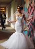 Elegant Lace Beaded Wedding Dresses Mermaid Illusion Tulle Bridal Gowns WE0010