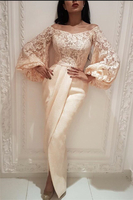 Elegant Lace Off the Shoulder Long Prom Dress Long Sleeves Slit Mermaid Prom Dress