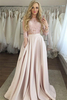 Elegant Lace Prom Longsleeves Dresses A-Line Evening Dresses with Pocket