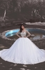 Elegant Long Sleeve Online Crystals Tulle Ball Gown Wedding Dresses