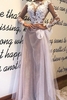 Elegant Long Sleeve Evening Dress Lace Mermaid Tulle Prom Dress