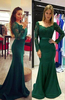 Elegant Long Sleeve GreenMermaid Lace Prom Dress
