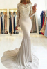 Elegant Long-Sleeve Lace Prom Dress Mermaid Evening Party Gowns