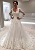Elegant Long Sleeve Lace Wedding Dresses Illusion Sexy Bride Dresses with Long Train