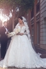 Elegant Long Sleeve Lace Wedding Dresses Online See Through Ball Gown Bridal Gowns with Cathedral Train
