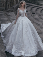 Elegant Long Sleeves Ball Wedding Dresses 2021 Lace Sexy Bridal Gowns